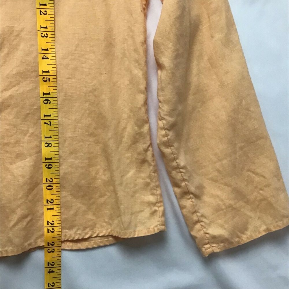 J. Jill Linen Button Front Blouse Womens Small Orange Scoop Neck Long Sleeve S - Picture 6 of 6